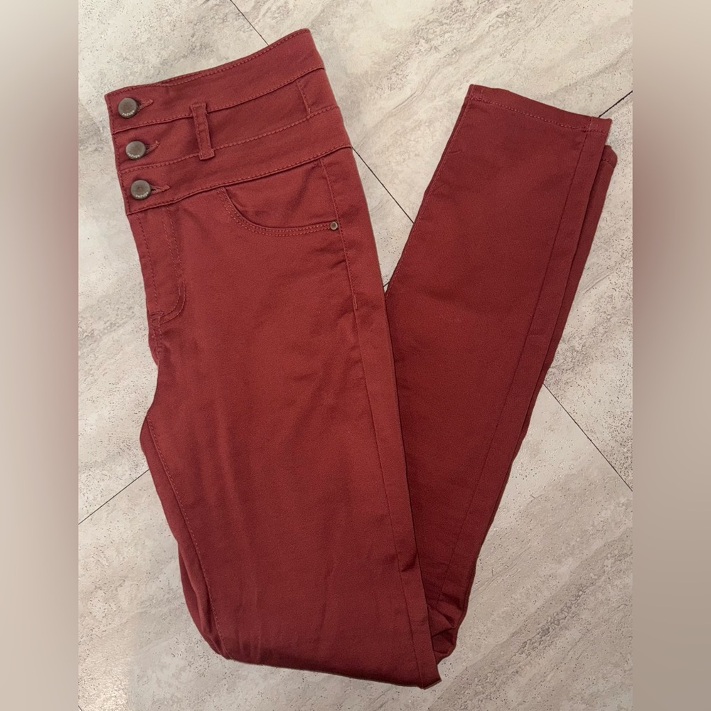Rust color high waisted 3 button Jeans